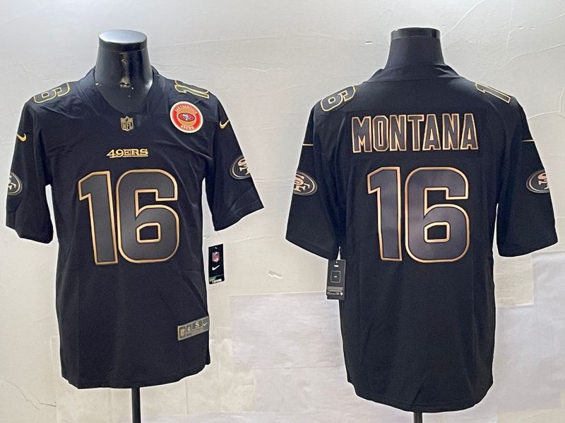 Men San Francisco 49ers #16 Montana Black Gold 2024 Nike Limited NFL Jersey style 01085->san francisco 49ers->NFL Jersey